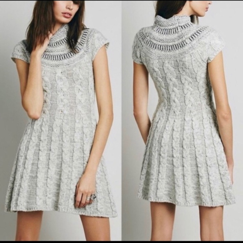 Free People Nordic Cable Knit Sweater Dress
